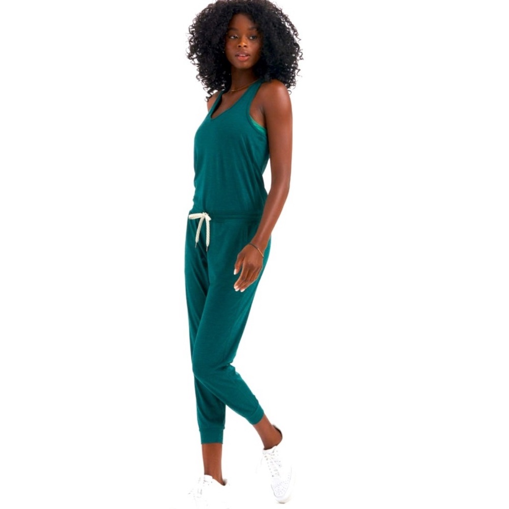 Vuori Teal Tank Jumpsuit with Drawstring
